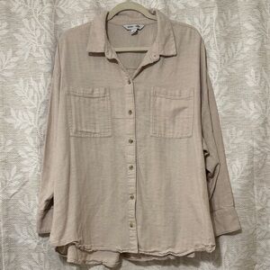Old Navy Neutral Beige Boyfriend Shirt